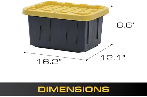 BLACK & YELLOW 5-Gallon Stackable Plastic Storage Bins with Lids, 6 Pack - Image 4