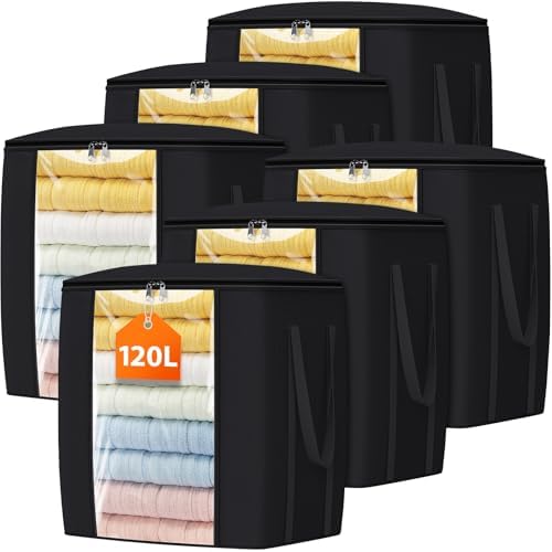 TasticTotes 120L Extra Large Blanket Clothes Storage Bags, Gray, 6 Pack by Unknown