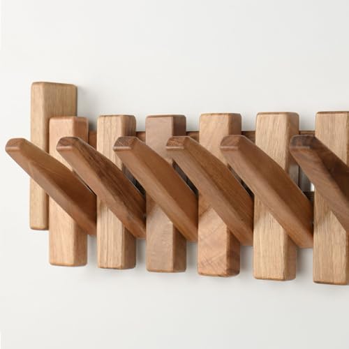 Walnut Piano Key Coat Rack with 8 Flip Hooks - Image 3