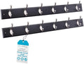 BIRDROCK HOME Oval Hook Coat and Hat Rack | 6 Hooks | 2 Pack | Wall Mount | Black Finish | Satin Nickel Hooks by BIRDROCKHOME