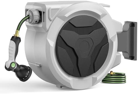 Etoolab Retractable Garden Hose Reel 100ft x 1/2 in with 10 Spray Nozzle by ETOOLAB