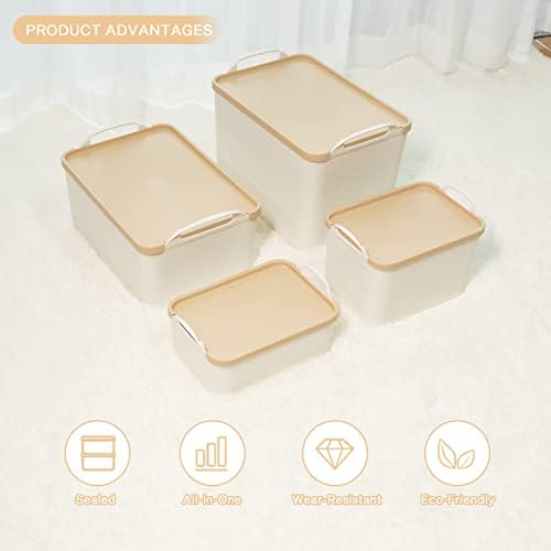 ANMINY White Plastic Storage Bins Baskets with Lids, 12-Pack, 2XL+4L+2M+4S - Image 5