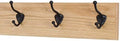PegandRail Oak Wall Mounted Coat Rack with Bronze Hooks (Natural, 18" x 4.5" with 3 Hooks) by PEG+AND+RAIL