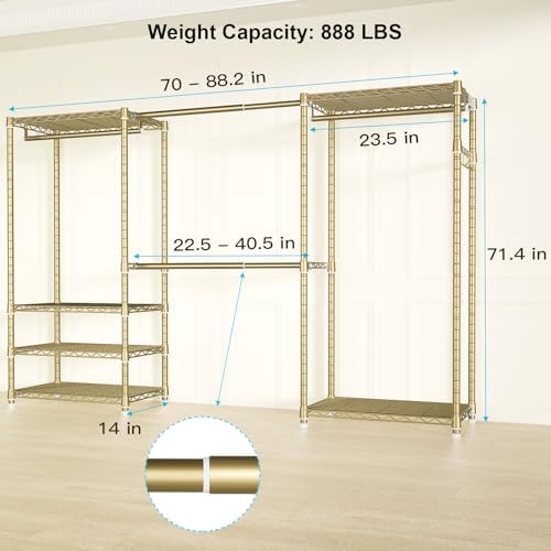 Ulif E1 Heavy Duty Closet Garment Rack, 6 Tiers Adjustable Clothing Storage - Image 6
