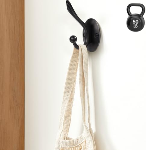 BOZWELL Matte Black Towel Hook Heavy Duty Wall Hooks Hanger Coat Hook Robe Hook Bathroom Wall for Livingroom Bedroom Kitchen Closet 6 Pack YG03 - Image 5