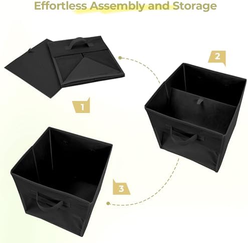 Storage Bins with Clear Window, 13x13 Storage Cubes, Collapsible Cube Storage Box, Fabric Closet Organizers with Handles for Home, Office, Shelf, Closets, Living Room, Black, 12 Pack - Image 7