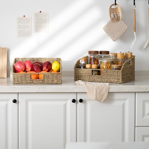 StorageWorks Pantry Baskets for Organizing, Seagrass Storage Baskets,2-Pack - Image 6