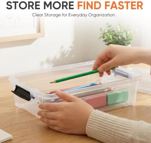 Superio Clear Storage Box with Lid, 2.3 Quart Plastic Container Bins for Organizing, Stackable Crates, BPA Free, Non Toxic, Odor Free, Organizers for Home, Office, School, and Dorm, 12 Pack - Image 2