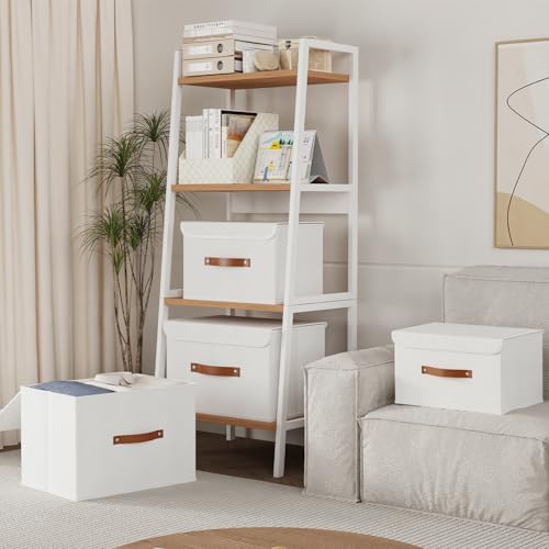 Yawinhe Storage Boxes, Set of 3 Fabric Crates, 13 x 23 x 20 cm, White - Image 3