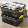 40Qt Stackable Storage Bins with Lids Trays Craft Box Organizers, 2Pack,GY by HOMETUK