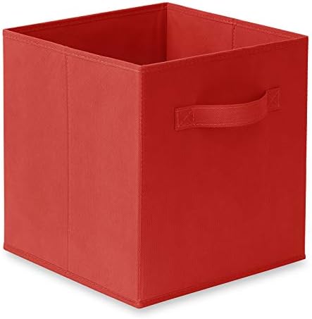 Casafield Set of 12 Collapsible Fabric Cube Storage Bins, Red - 11" Foldable Cloth Baskets for Shelves, Cubby Organizers & More - Image 2