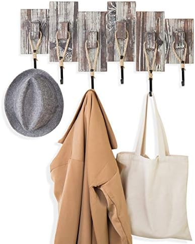 MyGift Rustic Wall Mounted Hat & Coat Rack, Rope Hooks, 6 Hook Storage - Image 3