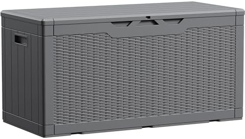 Devoko 100 Gallon Waterproof Resin Deck Box, Large Outdoor Storage Box by DEVOKO