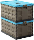Heavy Duty Collapsible Storage Bins, Attached Lids, 12 Gal, 2 Pack by Smallemon