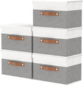 OUTBROS Collapsible Storage Boxes, 15x9.8x9.8 inch (White/Grey, 5-Pack) by OUTBROS