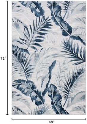 SAFAVIEH Washable Rug Outdoor Cabana Collection - 4' x 6', Grey & Navy, Non-Shedding & Easy to Clean, Ideal for Patio, Backyard, Mudroom (CBN452N) - Image 2