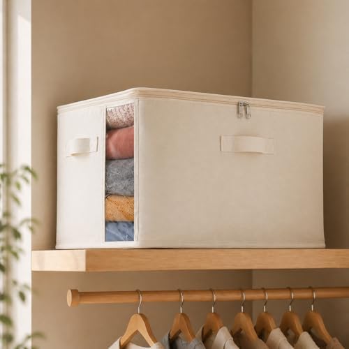 6 Pack Canvas Comforter Storage Bags for Clothes & King Comforters, Natural - Image 6