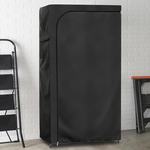 Rileytee Wire Shelf Cover,Heavy Duty 600D Dustproof Waterproof Shelf Covers for Wire Shelving,Outdoor Storage Rack Cover for Wire Rack with Zipper,Black,48"W x 18"D x 82"H - Image 7