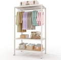 Rolling Clothing Rack Metal Wardrobe Rack 695LBS with Shelves White by Unknown