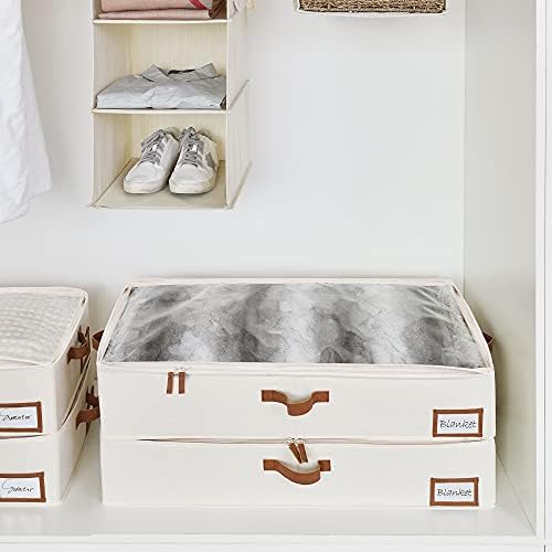 StorageWorks Large Under Bed Storage Containers with Handles and Label Holder, 4 Pack Ultra-thick Fabric Underbed Bins, Closet Organizer for Clothes, Blankets, Sweater - Image 4