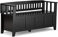 SIMPLIHOME Acadian 48" Wide Solid Wood Storage Bench in Black by SimpliHome
