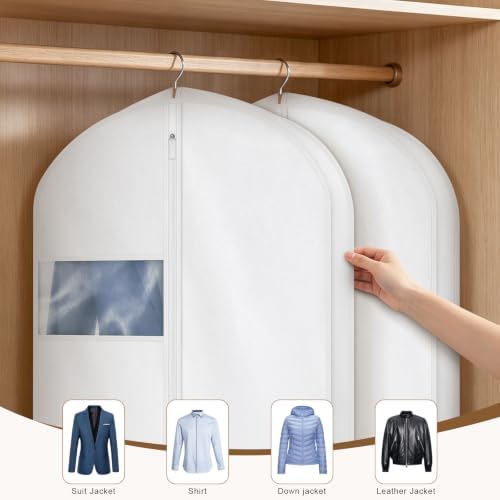 43 Inch Cotton Garment Bag for Hanging Clothes, 3 Pack Suit Bag - Image 5