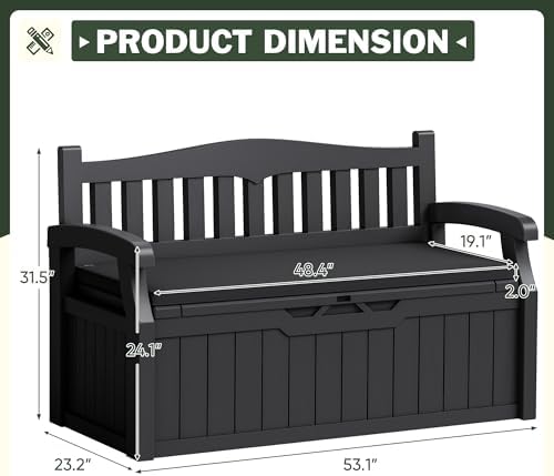 Flamaker 80 Gallon Storage Bench with Cushion, Waterproof, All-Weather - Image 3