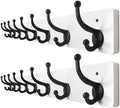 WEBI Rustic Coat Rack Wall Mount,35.43" Long 8 Cast Iron Coat Hooks Wall Mounted,Heavy Duty Wall Coat Hanger Hooks for Hanging Coats,Clothes,Black on White,2 Packs by WEBI