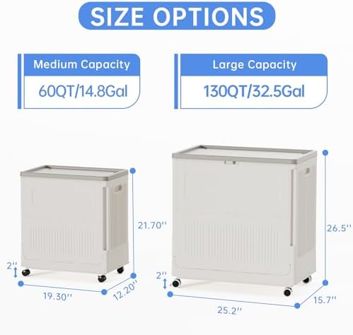 HAIXIN 130QT Large Storage Bin with Lid and Wheels, Cream White - Image 5