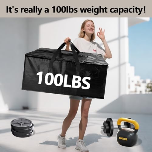 12 Pack Waterproof Moving Storage Bags, 100 lbs Extra Large Heavy Duty Totes with Reinforced Handles & Strong Zippers, Reusable Moving Box Alternative for Packing Moving Household Storage, 95L, Black - Image 4