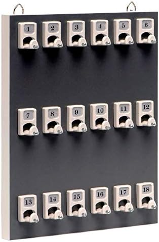 Key Rack #18PGS Key Rack with 18 Numbered Hooks for Small Businesses or Residential (18 Sets of Tag & Ring Included) - Made in USA by International+Stand+Company