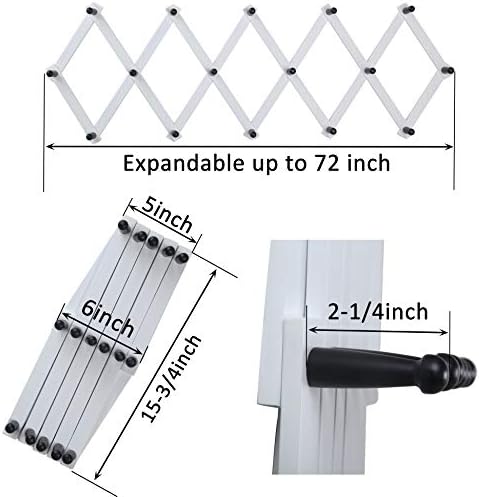 WEBI Accordion Wall Hanger,Wooden Expandable Coat Rack,Accordion Hat Rack for Wall for Hats,Caps,16 Peg Hooks,Black White,2 Packs - Image 3