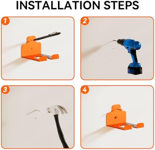 JNIHEEP Garage Organizer Trimmer Rack,Garden Power Tool Hanger,4Pack,Orange - Image 6