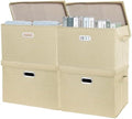 SNWDN 4 Pack Large collapsible Fabric Storage Bins with Lids (Beige 17.3x11.4x11.8 inches) by Unknown