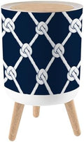 Trash Can with Lid Seamless nautical rope Endless navy white loop ornament Marine Carrick Small Garbage Can with Legs Waste Bin Press Cover Wastebasket for Kitchen Bathroom Living Room 7L/1.8 Gallon by Unknown