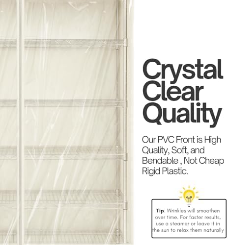 Formosa Covers Premium Clear Front Wire Shelf Cover Off White - Heavy-Duty Storage Solution for Wire Shelving Rack (30”Wx24”Dx72”H) - Waterproof PVC, Water/Dust Resistant Fabric, Multi Zipper - Image 4