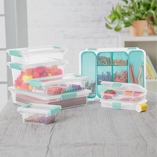 Sterilite 16-Pack Clip Box, Stackable Clear Plastic Bins with Latching Lids, Medium - Writing, Arts or Crafts Supplies Storage Containers for Home, Office, Classroom and Workshop Organization - Image 5