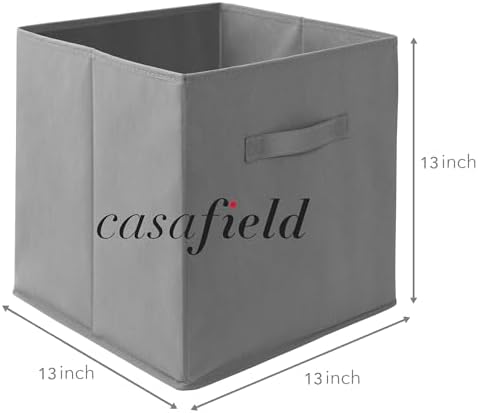 Casafield Set of 12 Collapsible Fabric Cube Storage Bins, Gray - 13" Foldable Cloth Baskets for Shelves, Cubby Organizers & More - Image 7