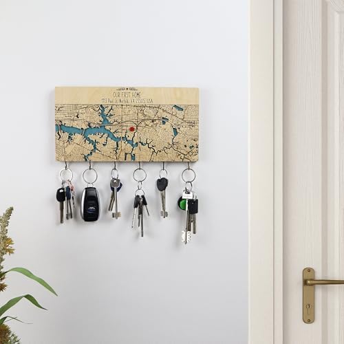 Personalized Wooden Map Key Holder for Wall with Hooks, Key Organizer - Image 6