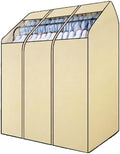 Clothing Rack Covers for High and Low Double Pole Clothes Hanger, Garment Rack Cover with Zipper and Clear Window for Suit, Coat, Long Dresses, Beige(90x78x150cm/35x31x59in) by Unknown