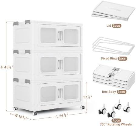 BROVIEW 450 Qt/114 Gal Stackable Storage Bins with Lids, 3 Pack, White - Image 2