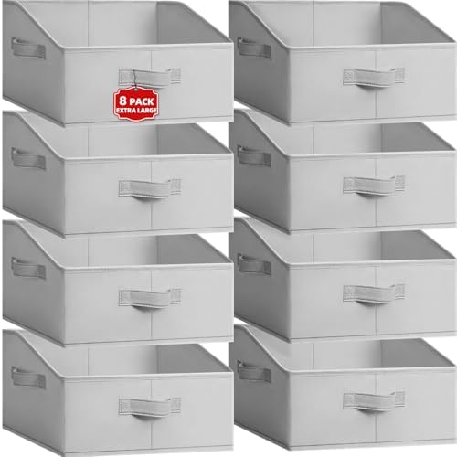 Extra Large Closet Organizers Bins 8 Pack - Blanket Basket for Organizing/Home Clothes Storage Bins for Jeans/Toy Organizers for Nursery/Wardrobe Shelf Closet Organization for Purse Hats Towel by Criusia