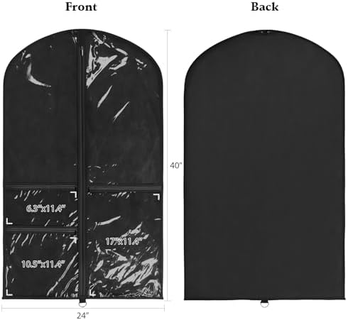 Univivi 40 Inch Dance Costume Garment Bags for Dancers, Black, 12 Pack - Image 2