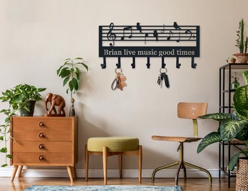 Key Holder for Wall, Custom Musical Notes Coat Keychain, Personalized Music Notes Coat Rack for Wall, Symbols Bird Art, Music Lover Gifts - Image 4