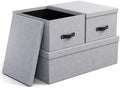 Bigso Box of Sweden Set of 3 Storage Boxes with Lids - Organiser Box for Clothes, Office Equipment and More - Wardrobe Storage Boxes with Labels for Bedding or Seasonal Clothing - Grey by Bigso
