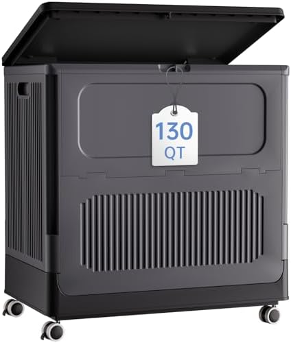 HAIXIN 130QT Large Storage Bin with Lid and Wheels, Dark Gray by HAIXIN