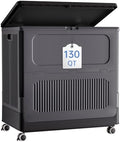 HAIXIN 130QT Large Storage Bin with Lid and Wheels, Dark Gray by HAIXIN