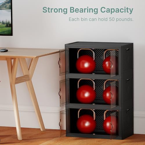 UAMFURI 144QT Lockable Plastic Storage Bins, 3 Pack Collapsible Cabinets - Image 6