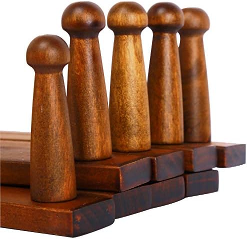 WEBI Accordion Wall Hanger,Expandable Wooden Hat Rack for Wall Mounted Coat Rack,Accordion Hat Hooks Holder for Baseball Caps,17 Peg,Rustic Brown,2 Packs - Image 5