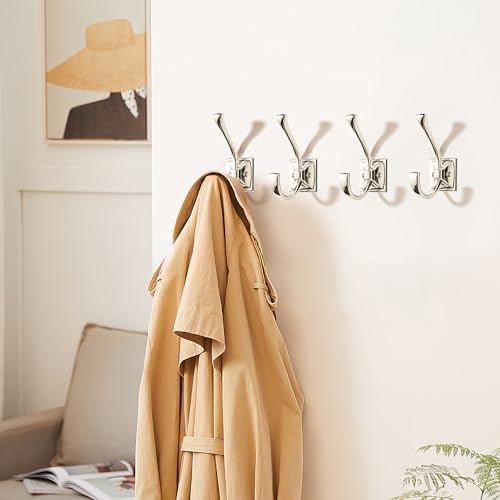 khtumeware Wall Hooks,10 Pack Coat Hooks Hardware Towel Hooks for Hanging Coats Polished Nickel Robe Hooks Wall Mounted with Screws for Key, Towel, Bags, Cup. - Image 3